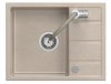 Quadron MIKE 116 zlewozmywak granitowy beżowy 1-komorowy z/o (56x44x17,5) + bateria z elastyczną wylewką + syfon + zaslepka+wkładka czarna rozsuwana HCQM5844BE3323503BEG